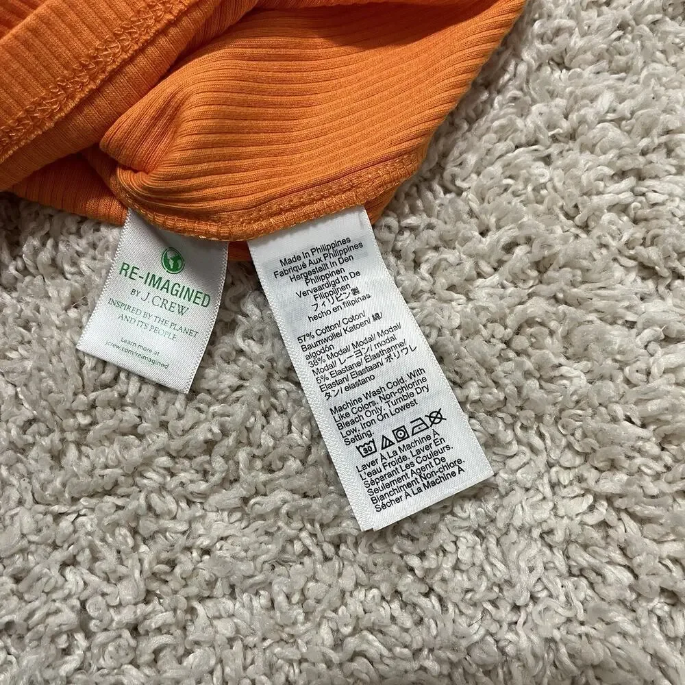 J.Crew XS Earthy Vibrant Orange Ribbed Ruffle Popover Classic Versatile Tank Top - Picture 4 of 6